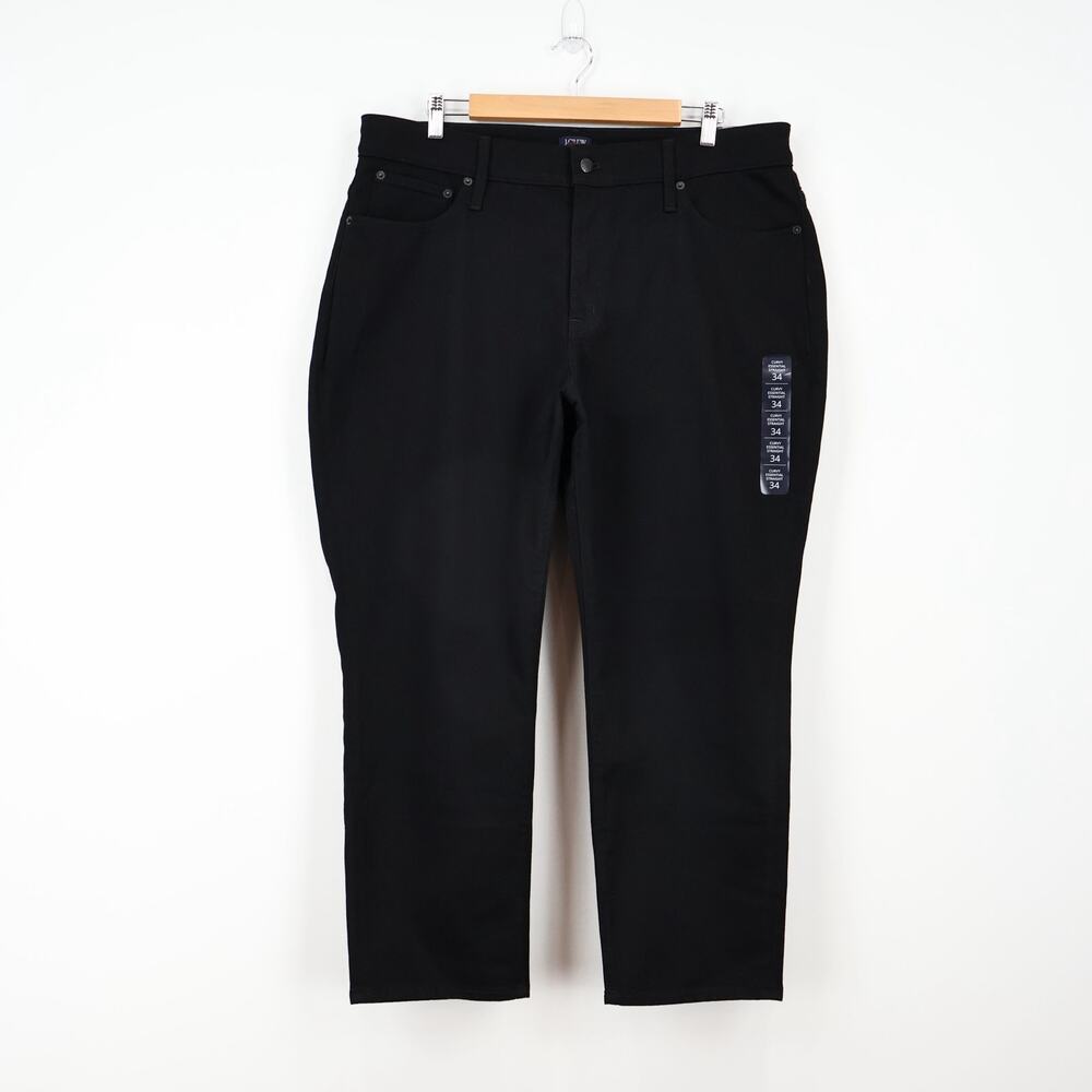 J.Crew Curvy Essential Straight black Jean All-day Stretch Black Size 34 NWT